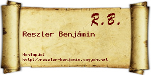 Reszler Benjámin névjegykártya